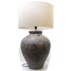 Lampa ceramiczna prążkowana Rustykalna z abażurem 92cm